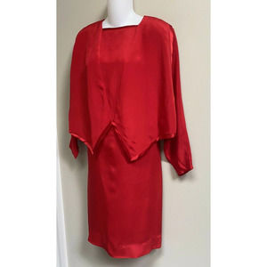 YEOHLEE New York‎ Red 100%Silk Lagenlook Shift Dress~M